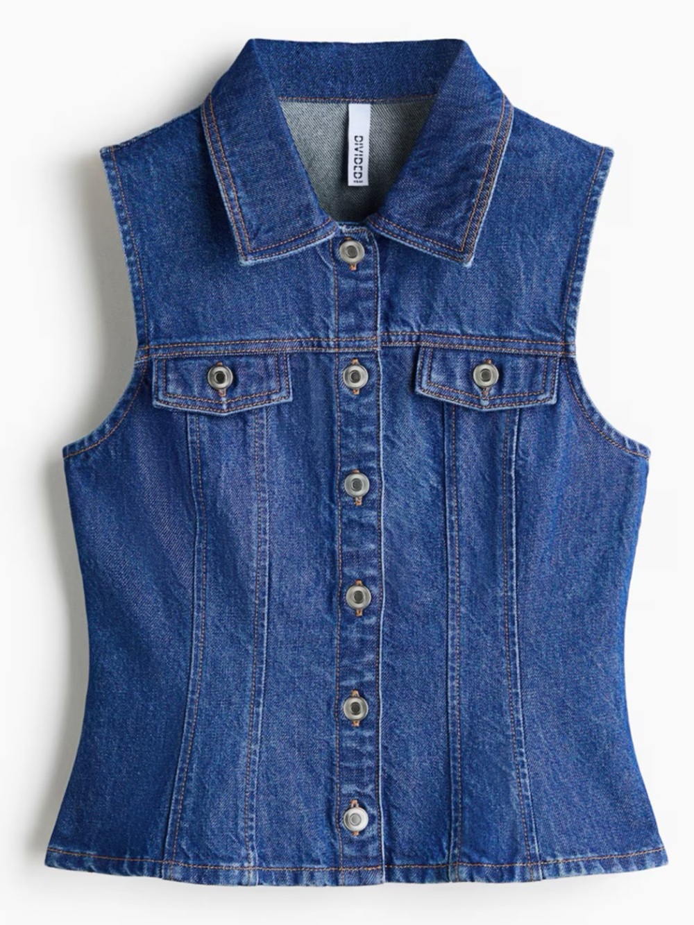 H&M Blue Denim Collared Vest